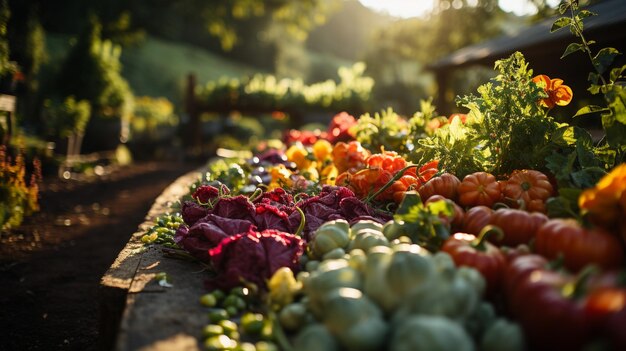 Foto vegetales orgánicos en la mesa