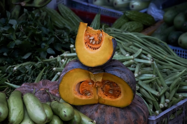 Foto vegetales para la venta en el mercado