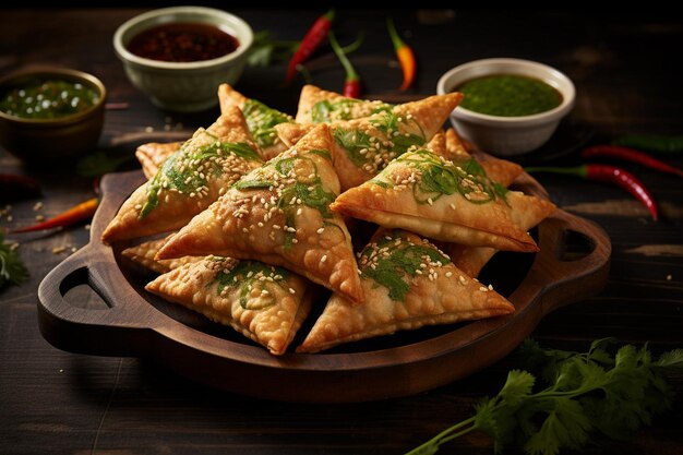 Foto vegetarian samosa or samosasindian special traditional street food