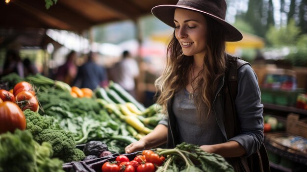 Vegetarianos comprando verduras