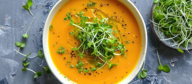 Vegetarische Curry-Suppe mit Knospen als Beilage