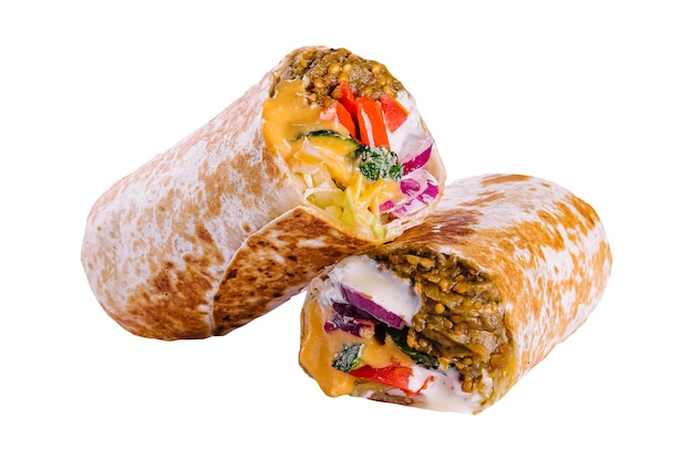 Vegetarische Hälften von Shawarma-Sandwichrollen