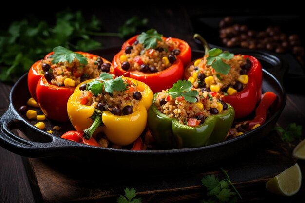 Vegetarische mexikanische gefüllte Paprika mit Quin