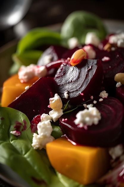 Vegetarischer Salat mit Rüben und Feta