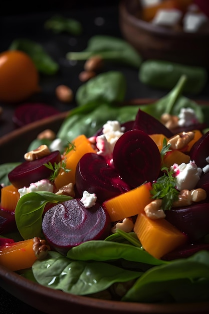 Vegetarischer Salat mit Rüben und Feta