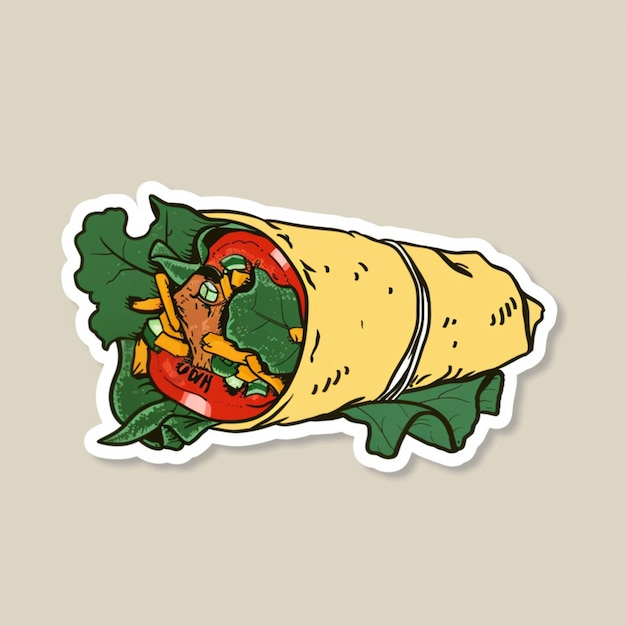 Veggie Burrito adesivo de estilo desenho animado