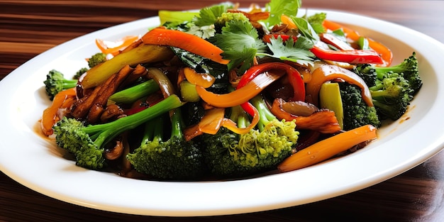 Veggie colorido StirFry Wok saludable magia vibrante y saludable fusión asiática