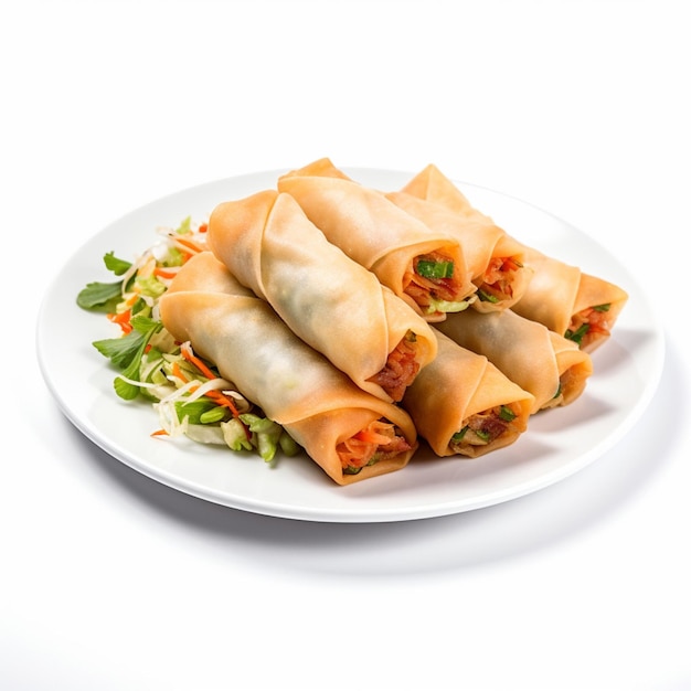 Veggie Spring Rolls com fundo branco de alta qualidade