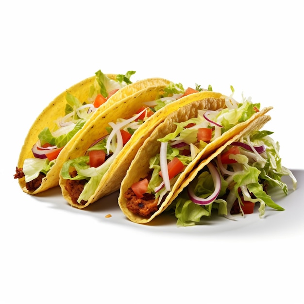 Veggie Tacos mit weißem Hintergrund von hoher Qualität