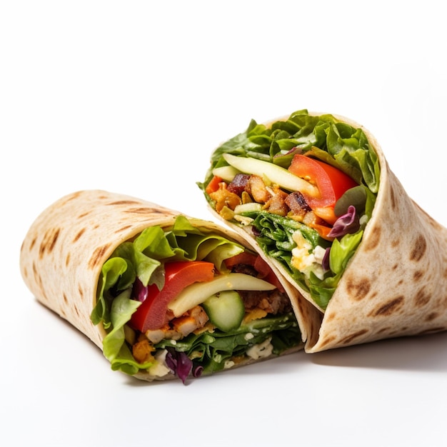 Foto veggie-wrap mit weißem hintergrund von hoher qualität