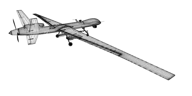 Vehículo aéreo no tripulado (UAV), estructura de la carrocería, modelo de alambre