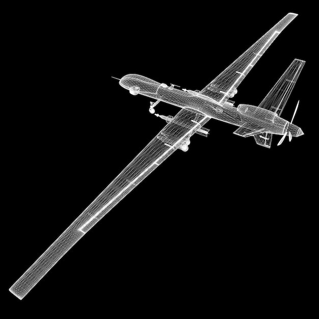 Vehículo aéreo no tripulado (UAV), estructura de la carrocería, modelo de alambre