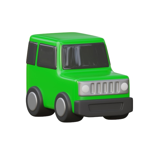 Vehículo de aventura 3D verde para todo terreno