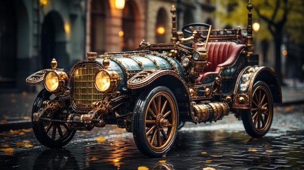 vehículo de calle estilo steampunk