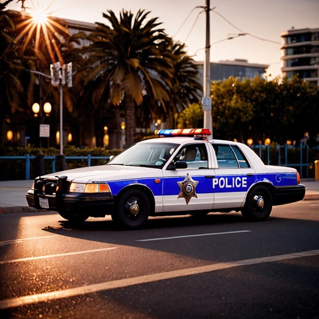 Foto vehículo de patrulla policial para la aplicación de la ley