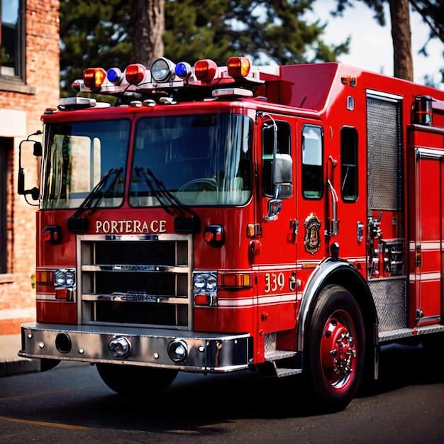 Foto vehículo de respuesta de emergencia de motor de incendio para la lucha contra incendios