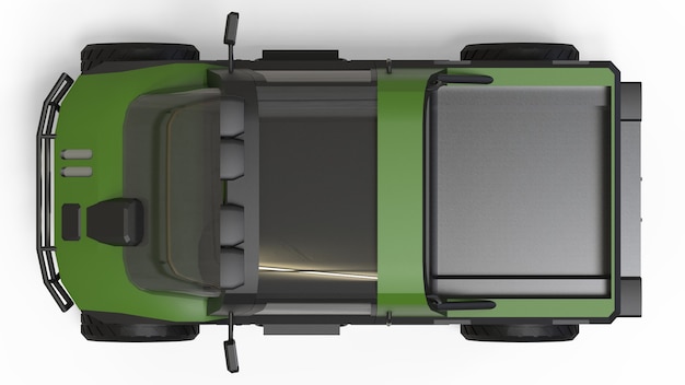 Vehículo todo terreno especial para terrenos difíciles y carreteras y condiciones climáticas difíciles. Representación 3D.
