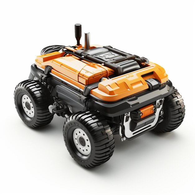 Foto vehículo todo terreno naranja sobre un fondo blanco renderización 3d