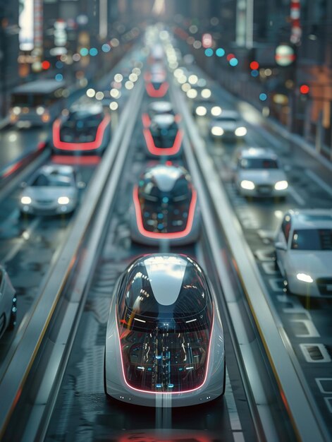 Vehículos autónomos 3D en carreteras de transporte de alta tecnología espacio despejado