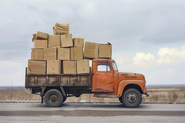 Veículos de transporte que circulam na estrada