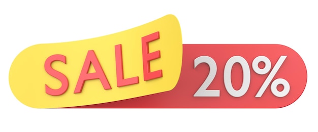 Veinte por ciento de venta 20 de venta Ilustración en 3D
