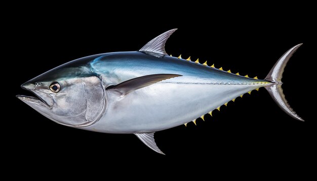 Veja a elevação lateral do peixe atum elegante