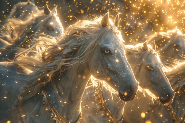 Veja o esplendor dos reinos cavalos mágicos generativos ai