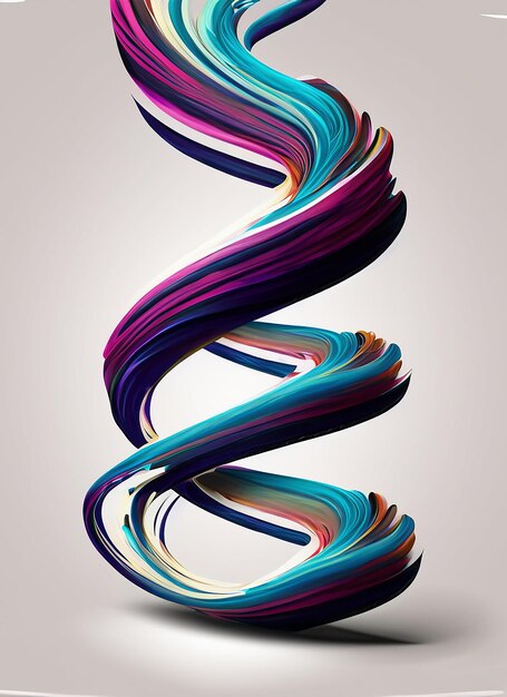 Vektor-3D-Maler Curl Abstrakt Spiral Pinsel Stroke Fließende Bandform Digitale flüssige Tinte