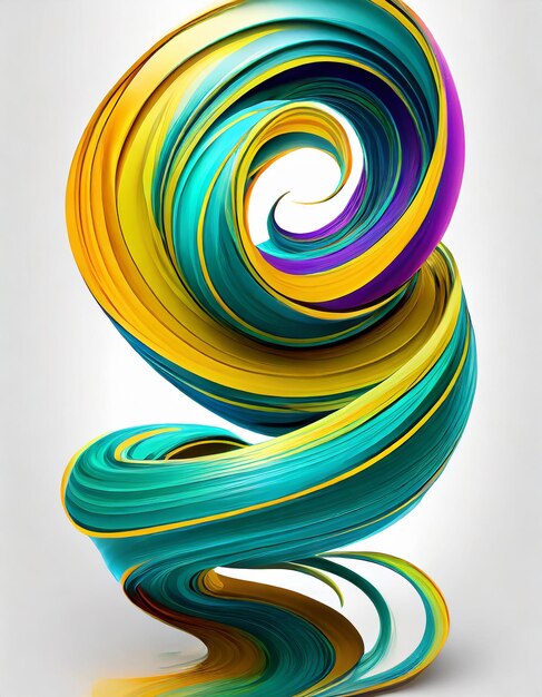 Foto vektor-3d-maler curl abstrakt spiral pinsel stroke fließende bandform digitale flüssige tinte