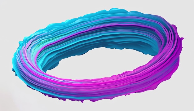 Vektor 3D Paint Curl abstrakte Spirale Pinselstrich fließende Bandform digitale flüssige Tinte