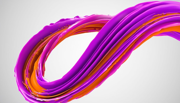 Vektor 3D Paint Curl abstrakte Spirale Pinselstrich fließende Bandform digitale flüssige Tinte