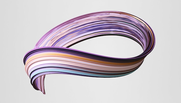 Vektor 3D Paint Curl abstrakte Spirale Pinselstrich fließende Bandform digitale flüssige Tinte