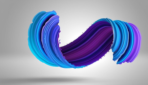 Vektor 3D Paint Curl abstrakte Spirale Pinselstrich fließende Bandform digitale flüssige Tinte
