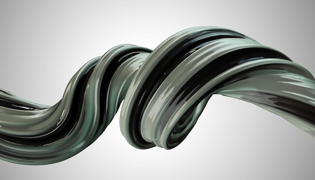 Vektor 3D Paint Curl abstrakte Spirale Pinselstrich fließende Bandform digitale flüssige Tinte