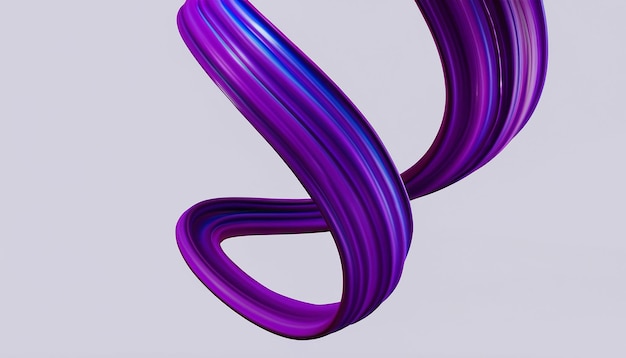 Vektor 3D Paint Curl abstrakte Spirale Pinselstrich fließende Bandform digitale flüssige Tinte