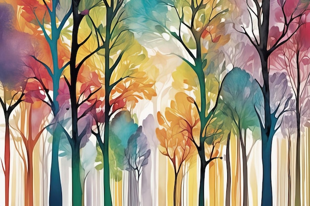 Vektor-Aquarell-Illustration Herbstwald-Hintergrund