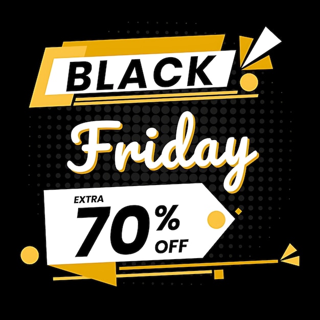 Vektor Black Friday 70 aus Vektor gelber Halbtonhintergrund