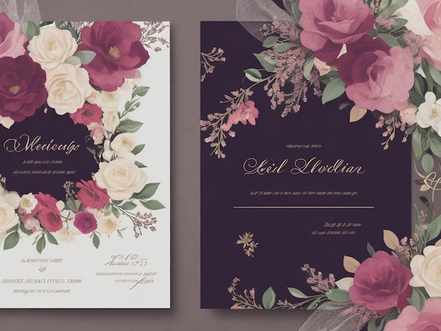 Vektor-Blumen-Design Hochzeits-Einladung-Mockup