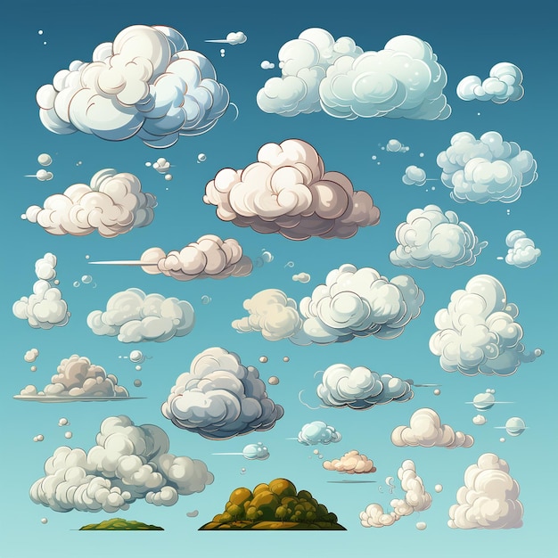 Foto vektor-cartoon-wolken-sammlung