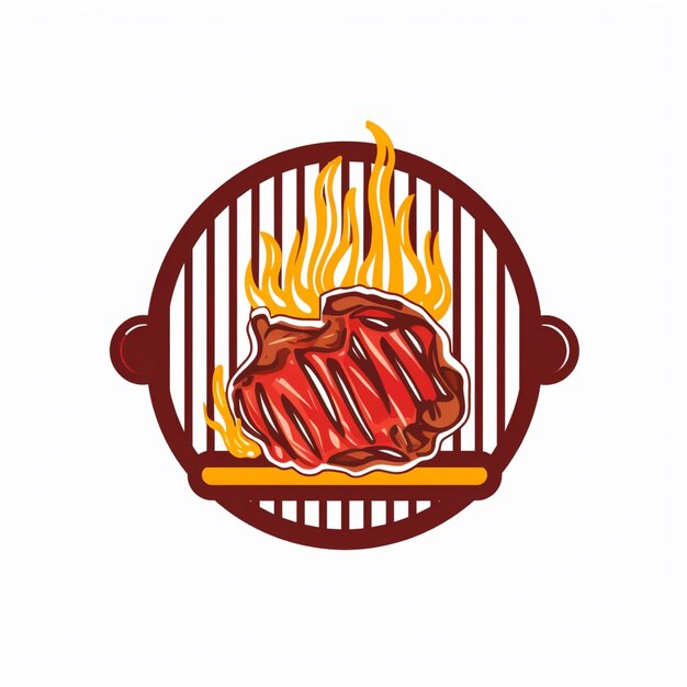 Foto vektor flaches bbq-logo, weißer hintergrund