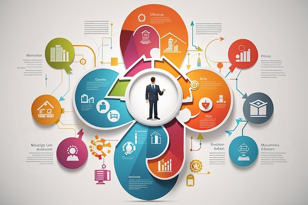 Foto vektor-geschäftskonzepte mit ikonen können für infografische schleife geschäftsbericht oder plan moderne vorlage verwenden