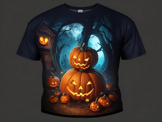 Foto vektor-halloween-t-shirt-grafik-kunstwerk-illustration mit kürbischkopf