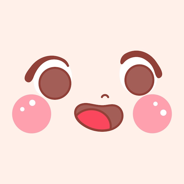Vektor-Hand gezeichnetes flaches Kawaii-Gesicht