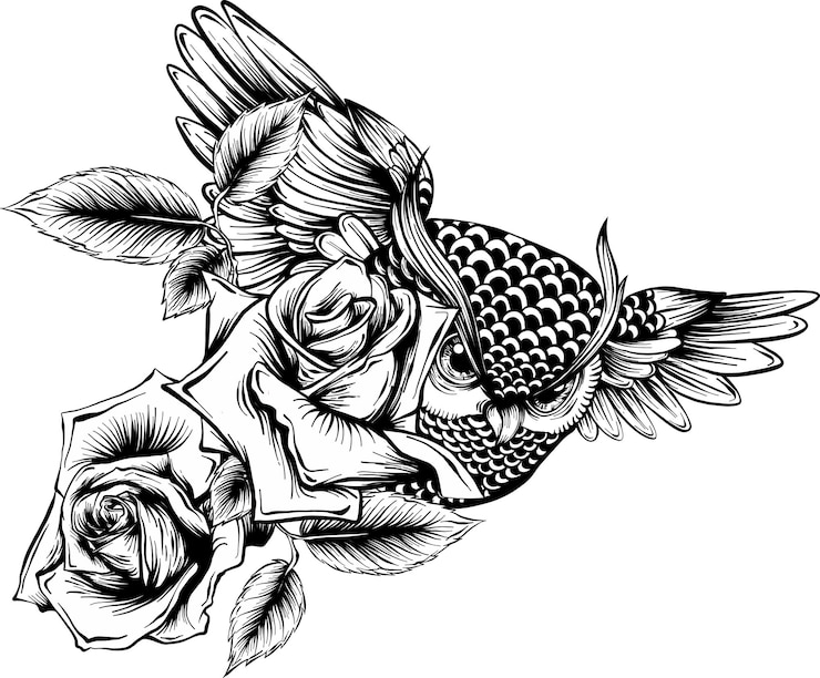 Foto vektor handgezeichnet mit rosenblumen geschmückt und
