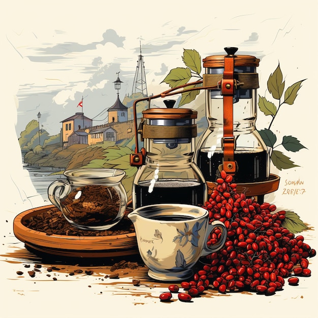 Vektor handgezeichneter internationaler Tag des Kaffees