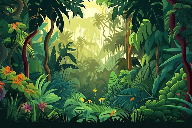 Vektor-Illustration des Dschungel-Hintergrunds mit AIGenerated Images