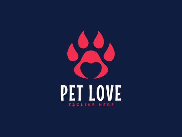 Vektor-Illustration für das Love Paw-Logo, Vorlage für das Paw Heart-Logo