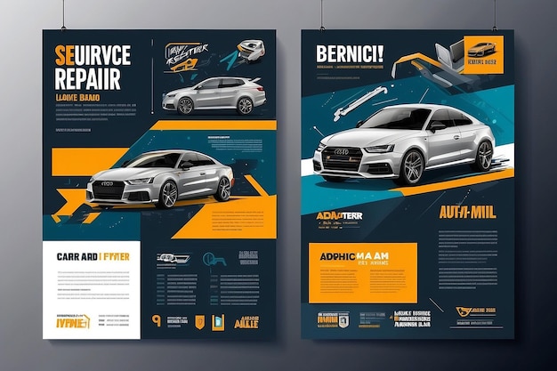 Vektor-Layout-Design für Auto-Service und -Reparatur Anpassen an Poster, Flyer oder Banner in A4-Größe