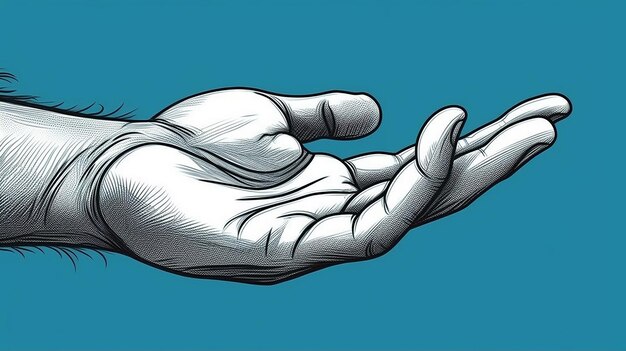Vektor-Nahaufnahme der Hand eines kleinen Kindes, die die Finger des Vaters im Linienkunststil „Generative KI“ hält