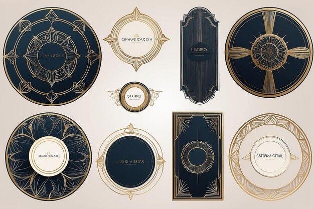 Vektor-Satz von Art-Deco linearen Kreisen runden Grenzen Rahmen dekorative Design-Vorlagen Kreative Vorlage im klassischen Retrostil der 1920er Jahre